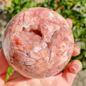 फैन्शी उच्च गुणवत्ता वाली दवा जियोड क्षेत्र प्राचीन गुलाबी एगेट बॉल माँ के दिन और ईस्टर के लिए प्रकृति क्रिस्टल शिल्प को ठीक करने के लिए - Product Image 4