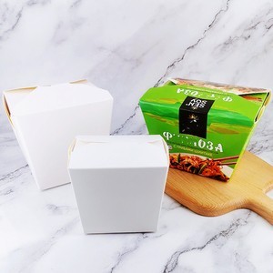 YBLPAK - Recipientes Biodegradables Cuadrados para Llevar Comida, Lonchera, Caja para Arroz Chino, Caja para Fideos de Papel, Color Naranja, Personalizables, 8, 16, 26, 32 oz - Product Image 2