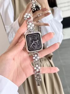 Correa de reloj de repuesto de la serie Luxury Sparkle 3D Pearl Titanium Alloy para <span class=keywords><strong>Apple</strong></span> iWatch Bands 9 8 7 6 5 4 3 2 1 SE <span class=keywords><strong>SE2</strong></span> - Product Image 3