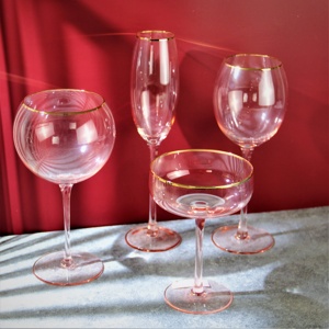 Juego de Copas de Vino de Cristal Rosa <span class=keywords><strong>Gin</strong></span> Tonic de Diseño Moderno, Cristalería Hecha a Mano con Borde Dorado para Eventos - Product Image 6