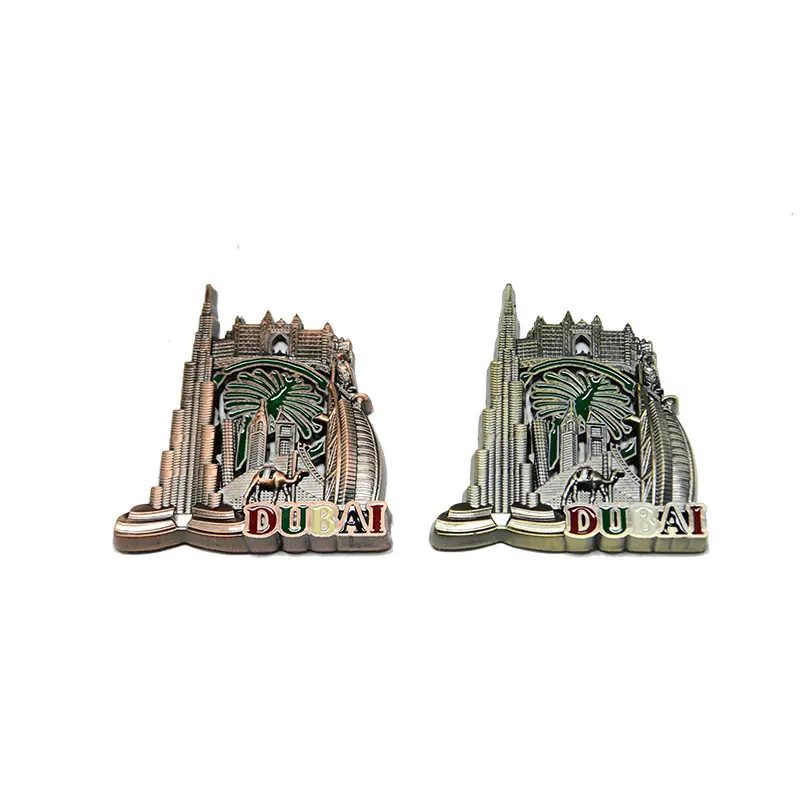 Creativo Dubai turismo recuerdo Metal nevera imán personalización 3D relieve Dubai arquitectura imanes de nevera