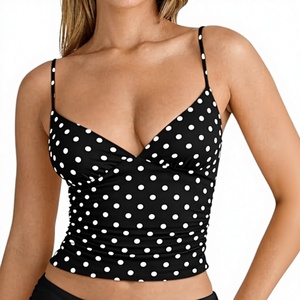 <b>Women's</b> <b>Black</b> Solid O-Neck <b>Tank</b> <b>Top</b> Sexy Club Style Regular Length Breathable Front Logo Knitted Crop <b>Top</b> - Product Image 1