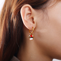Boucles d'oreilles DIY de Noël 2026 étanches en acier inoxydable plaqué or 18 carats avec breloques amusantes, conformes aux normes EU Reach et US CPSIA