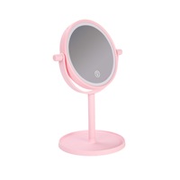 Support personnalisé à 360 degrés miroir de courtoisie rond en acrylique éclairé miroir de beauté de bureau avec Led