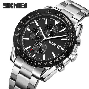 Skmei Men's Chronograph Watch Stainless Steel Strap Tachymeter Date Display 30M Water Resistant Business Sports Watch - Product Image 1