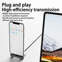 360 °   Support de téléphone pliable avec charge rapide PD 240W, dongle Type-C, transfert de données 40 Gbps, adaptateur vidéo 8K pour ordinateur portable et téléphone