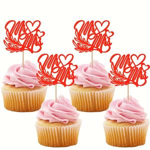 Décoration de gâteau pour la Saint-Valentin, gâteau en forme de couette, idéal pour la Saint-Valentin, anniversaire, fête, décoration de gâteau, rouge - Product Image 5