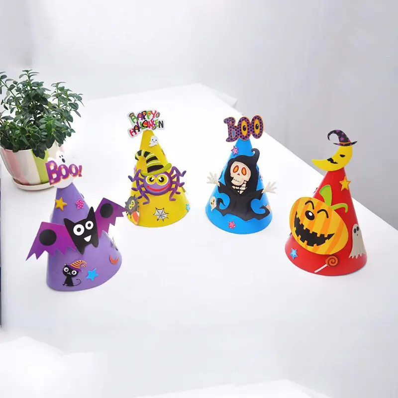 Halloween Paper Cartoon Hats Children's Toys Halloween Decorations Kindergarten DIY Paper Hats Halloween Props