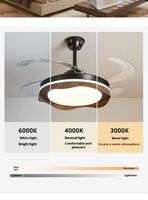 Ventilateur de plafond LED décoratif moderne de 42 pouces avec éclairage, pales rétractables, haut plafonnier, télécommande, haut-parleur Bluetooth et moteur (Chine)