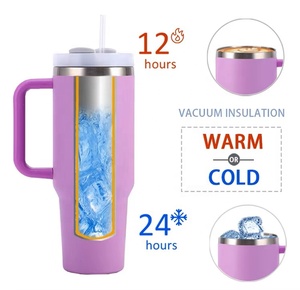 Meilleure vente tasse thermos sous vide portable tasse à café de voyage voiture 40 oz gobelet isolé en acier inoxydable avec poignée et paille - Product Image 5