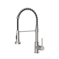 Robinet d'évier de cuisine moderne à poignée unique Pulvérisateur à tirette en acier inoxydable finition nickel brossé Cupc en céramique monté sur le pont
