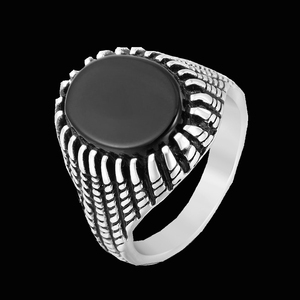 Anel de Ônix Preto Natural Árabe Fashionável e Delicado para Homens, Novo Design 2021 OEM ODM - Product Image 2