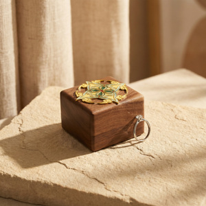 Handmade Cloisonne Enamel Ring Box - Walnut <strong>Wood</strong> with Auspicious Patterns Vintage - Product Image 1