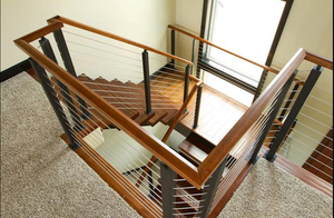 Câble de <span class=keywords><strong>garde</strong></span>-<span class=keywords><strong>corps</strong></span> d'escalier Balustrade en bois massif Rampe de câble en acier inoxydable avec raccord - Product Image 3