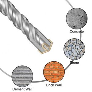 Béton SDS Plus 5-16mm Tête de coupe croisée Double tarière <span class=keywords><strong>Marteau</strong></span> 160mm Bloc de briques murales <span class=keywords><strong>Marteau</strong></span> électrique Maçonnerie 1 pièce - Product Image 3