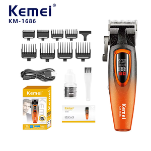 เครื่องตัดผม KEMEI รุ่น Km-1686 สำหรับผู้ชาย แบตเตอรี่ 2500mAh ความเร็ว 9000 รอบต่อนาที ใบมีด DLC ปรับได้ ชาร์จผ่าน USB หลายสี  เครื่องโกนหนวดสำหรับช่างตัดผม ขายส่งจากโรงงาน - Product Image 1