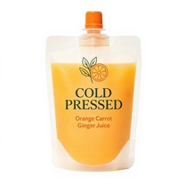 Pochette à bec verseur imprimée sur mesure pour jus pressé à froid, emballage de boissons aux fruits et légumes avec fond à soufflet