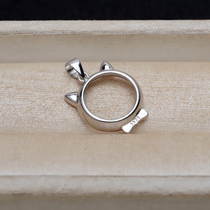 Mabei 4779 Colgante de Gato de Plata S925 de 14.5mm, Accesorio DIY con Soporte para Perla Vacío, Fornitura para Joyería - Product Image 3