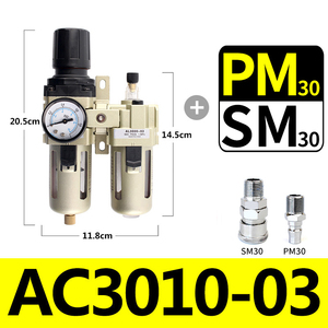 AC3010-03 loạt kiểm soát dầu bôi trơn máy nén khí Lọc điều chỉnh áp suất không khí nguồn Đơn vị điều trị - Product Image 2