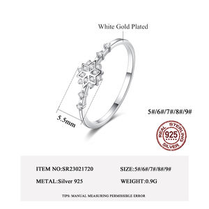 CZCITY女士925纯银珠宝女士时尚雪花金属韩国承诺手指S925简约戒指 - Product Image 2