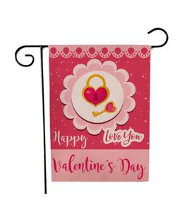 Домашний Декоративный маленький Садовый флаг для влюбленных на День святого Валентина, красная роза, цветок, двухстороннее винтажное украшение для дома, двора - Product Image 5