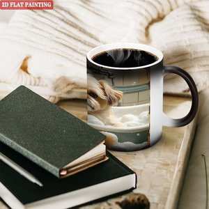 Travel Vacation Portable Beverage Mug Frosted Black 11oz <b>Ceramic</b> Heat Color Changing Magic <b>Cup</b> - Product Image 3