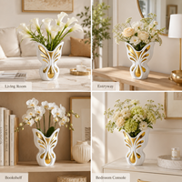 Vase en céramique en forme de papillon, art moderne, décoration de la maison, salon, table à manger, accessoires de décoration de bureau, décorations de mariage