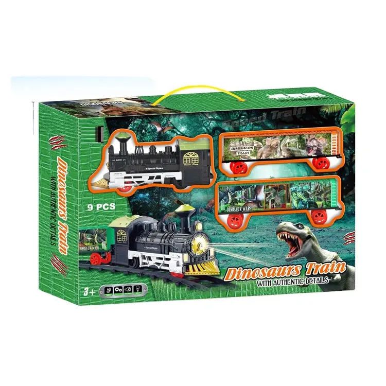 ITTL Mainan Kereta Listrik Animasi dengan Mainan Dinosaurus Plastik Mainan Lama Kereta