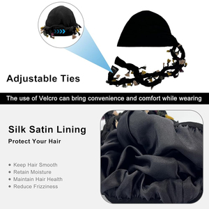 <span class=keywords><strong>Turban</strong></span> pour hommes réglable Halo soie Satin doublé casquette pour femmes Durag torsion tête enveloppes chapeau élastique pré cravate Beniee - Product Image 3