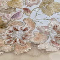 Tissu brodé de perles florales, ruban à sequins, maille textile pour robe de soirée, tenue de scène et vêtements de cérémonie