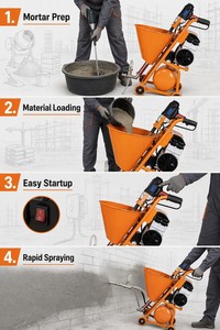 Equipo Portátil de Pulverización de Mortero para Obras de Construcción, Bomba de Tornillo <span class=keywords><strong>con</strong></span> Motor sin Escobillas, Herramienta de Enlucido de Paredes <span class=keywords><strong>con</strong></span> Control Digital - Product Image 5