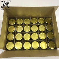 Mini pot en verre hexagonal de 1.5oz 45ml avec couvercle en métal doré revêtu de plastisol