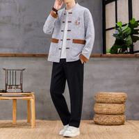 Neuer Chinesischer Stil Herren Chinesische Kleidung Jacke Ethnische Hanfu-Jacke Zweiteiliges Set 2026