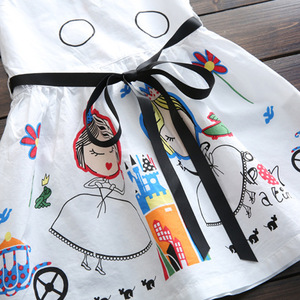 Robe de mariée pour petite fille avec imprimé bordure, magnifique robe blanche de princesse pour enfants - Product Image 4