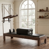 Cama de Pilates Profesional de Madera de Nogal Sólido para Estudio y Hogar