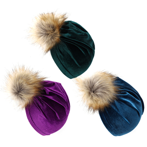 NEW Baby Winter Velvet Hat Girls autunno turbanti Baby turbanti con Faux Fur Photography puntelli Infant Beanie accessori per capelli per bambini - Product Image 6