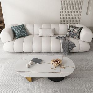 Cordero terciopelo algodón caramelo hogar minimalista sofá crema estilo tela sofá pequeño apartamento sala de estar - Product Image 3