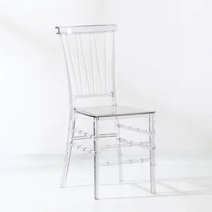 Toptan istiflenebilir PC akrilik Chiavari sandalyeler ticari kiralama düğün otel ziyafet reçine kristal Tiffany sandalyeler