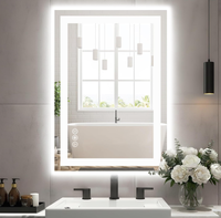 Miroir LED design avec éclairage, anti-buée, à intensité réglable, miroir mural HD incassable pour salle de bain et décoration de salon