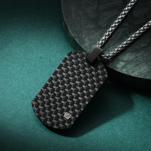 Alin Factory Direct Senior <span class=keywords><strong>Plaid</strong></span> Men's Stainless Steel Anla Necklace Simple Hundred Pendant Fashion Trend Jewelry - Product Image 2