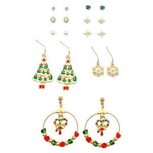 Wholesale Of New Products designer Christmas tree snowflake star beads diamond bowknot pearl alloy Earrings for women