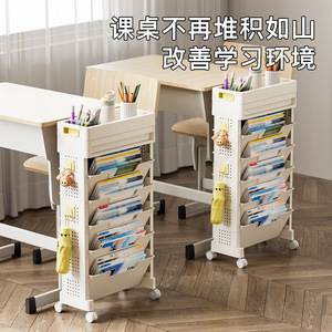 Office Organizer 5 Tier Storage Rack <b>Large</b> Capacity Foldable Standing Type Rectangle Bookcase For Study Room Classroom Desktop - Product Image 3