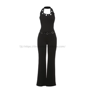 ชุดเซ็ตเสื้อกล้ามคอ halter ทรงเข้ารูปและกางเกงขายาวสำหรับผู้หญิง คอลเลคชั่นใหม่ประจำฤดูใบไม้ร่วง - ชุดลำลอง 2 ชิ้นแบบผูกเชือก ดีไซน์ทันสมัย - Product Image 4