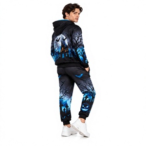 Conjunto Deportivo de Halloween para Hombre, Sudadera con Capucha y Pantalones Jogger con Estampado Gráfico, Ropa Deportiva Transpirable de Invierno con Forro Polar - Product Image 4