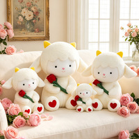 Peluche agneau rose romantique à câliner, jouet en peluche moelleux, cadeau de Saint-Valentin, décoration de chambre