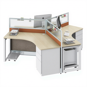 QS-OW03 120 Degree 3 Person <strong>Linear</strong> Modular Office Partition <strong>Workstation</strong> Cluster of 3 <strong>Workstation</strong> - Product Image 1