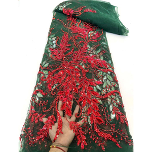 Ni. Ai lớn Sequins lưới ren thiết kế mới thời trang hạt và sequins Ren Vải cho đám cưới bên váy - Product Image 3