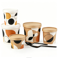 Gobelets à dessert jetables en papier biodégradable de qualité alimentaire, contenants personnalisés avec logo imprimé pour les boulangeries, les cafés, les collations, les biscuits et les bonbons