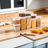 Contenants de stockage alimentaire carrés en plastique sans BPA Pet+PP pour aliments secs, gain de place, organisation optimisée