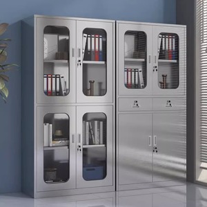 Leica Stainless Steel Glass Cabinet 1800x900x400mm 4 Layers Office Document <b>Storage</b> With Lock - Product Image 2